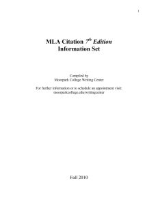 MLA Citation Information Set