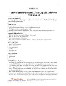Socratic Seminar on Martin Luther King, Jr.'s Letter From