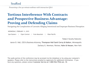 Tortious Interference With Contracts and Prospective Business