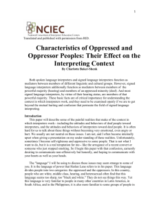 Characteristics of Oppressed and Oppressor Peoples: Their Effect