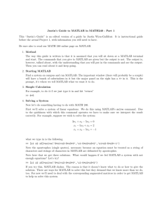 Justin's Guide to MATLAB in MATH240