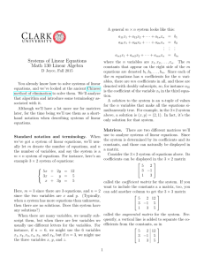 Systems of Linear Equations Math 130 Linear Algebra