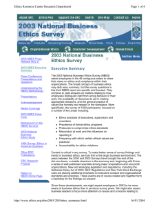 2003 National Business Ethics Survey