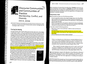Discourse Communities I and Communities of Practice: