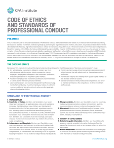 code of ethics and standards of professional conduct