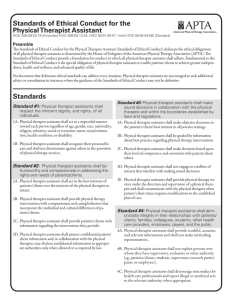 Standards of Ethical Conduct for the Physical Therapist Assistant