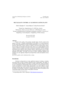 MELT QUALITY CONTROL AT ALUMINUM CASTING PLANTS Mile