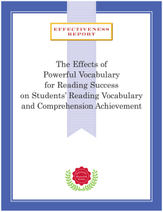 The Effects of Powerful Vocabulary for Reading Success