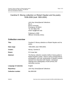 Caroline D. Murray collection on Robert Hayden and his poetry