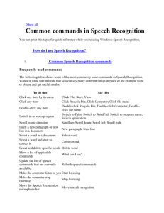 Common commands in Speech Recognition