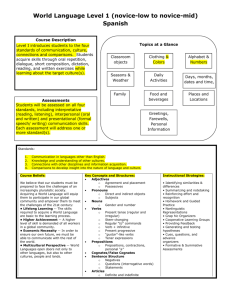 World Language Level 1 (novice-low to novice