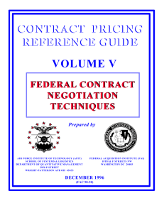 Contract Pricing Reference Guide - Federal Contract Negotiation