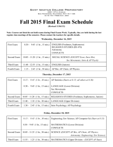Fall 2015 Final Exam Schedule - St. Ignatius College Preparatory