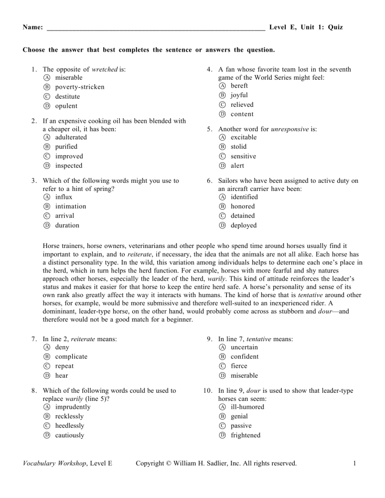 name-level-e-unit-1-quiz-vocabulary-workshop-sadlier