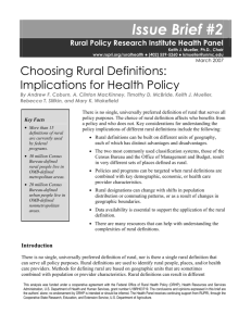 Choosing Rural Definitions - Rural Policy Research Institute