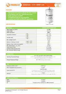 Datasheet - 2.7V / 2000F Cell