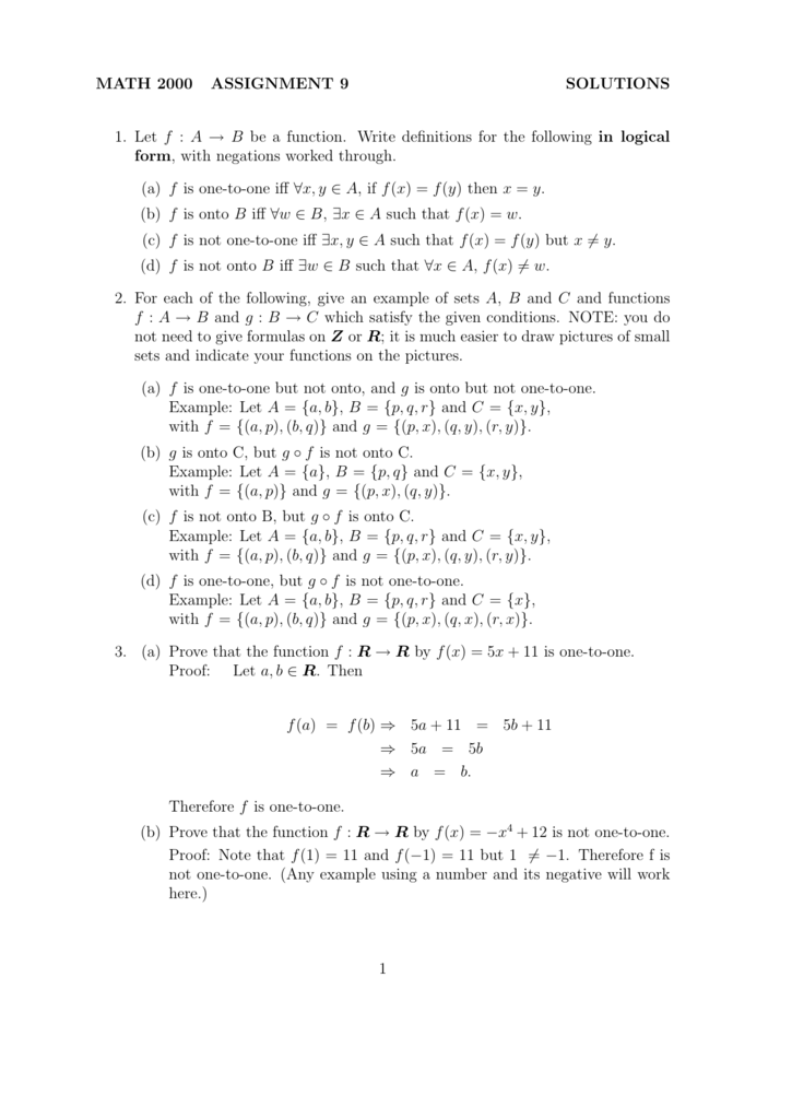 Math 00 Assignment 9 Solutions 1 Let F A B Be A