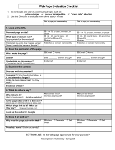 Web Page Evaluation Checklist