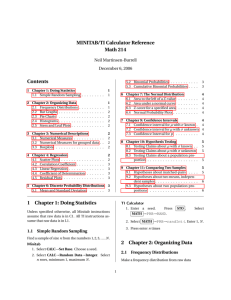 MINITAB/TI Calculator Reference Math 214 Contents 1 Chapter 1