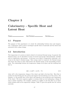 Chapter 3 Calorimetry - Specific Heat and Latent Heat