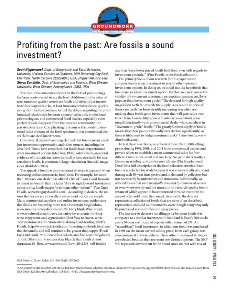 Profiting from the past Are fossils a sound investment?