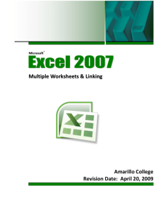 Excel 2007 - Multiple Worksheets and Linking