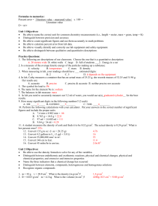 Formulas to memorize: Percent error = | literature value – measured