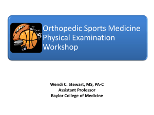 Orthopedic Sports Medicine Physical Examination Workshop