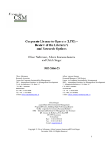 Corporate License to Operate (LTO) – Review of the Literature
