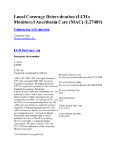 Local Coverage Determination (LCD): Monitored Anesthesia Care