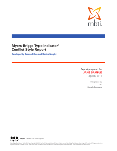 Myers-Briggs Type Indicator® Conflict Style Report