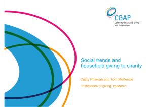 Social trends and Social trends and household giving to charity