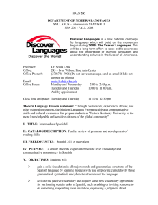 SPAN 202 DEPARTMENT OF MODERN LANGUAGES SYLLABUS