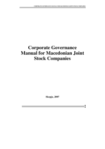 Corporate governance manual for macedonian joint stock companies