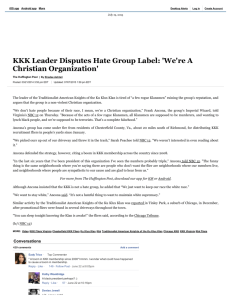 KKK Leader Disputes Hate Group Label: 'We're A Christian