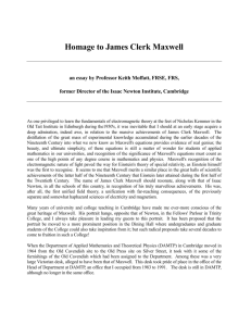 Homage to James Clerk Maxwell - James Clerk Maxwell Foundation