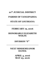 21st judicial district parish of tangipahoa state of louisiana february