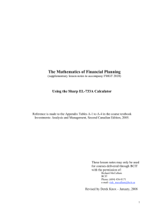 The Mathematics of Financial Planning Using the Sharp EL 733A