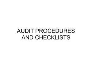Audit Procedures and Checklists