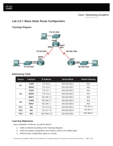 Lab 2.8.1: Basic Static Route Configuration