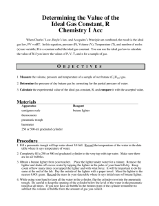 Determining the Value of the Ideal Gas Constant, R Chemistry I Acc