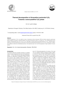 Thermal decomposition of divanadium pentoxide V2O5: Towards a