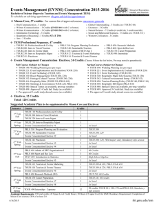 Events Management Advising Sheet