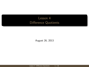 Lesson 4 Difference Quotients