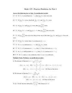 Math 115 - Practice Problems for Test 1