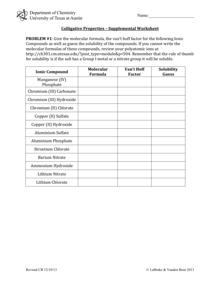 Colligative Properties