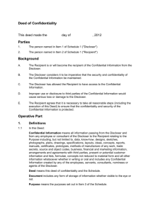Deed of Confidentiality Parties Background Operative Part