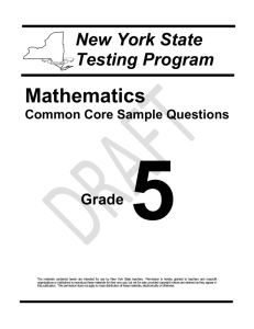 Math Common Core Sample Questions - Grade 5