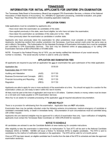 tennessee information for initial applicants for uniform cpa examination