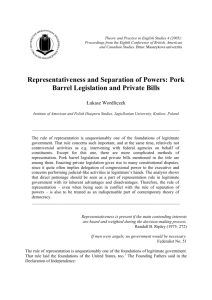 Representativeness and Separation of Powers: Pork Barrel